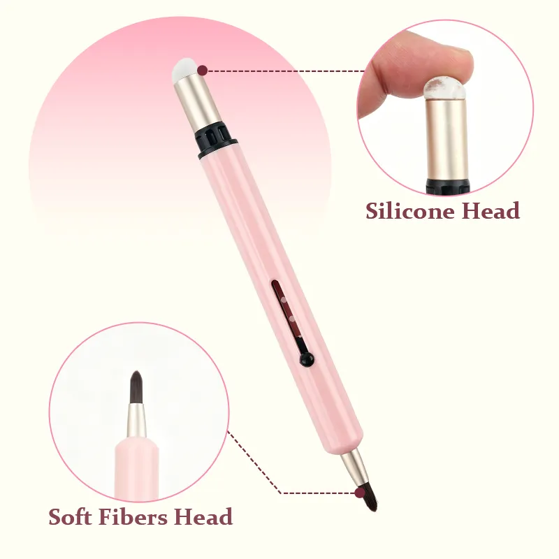 1pcs Retractable Dual Ended Lip Brush Silicone Blending Head Soft Fiber Makeup Tool for Lipstick Lip Gloss Applicator Brushes