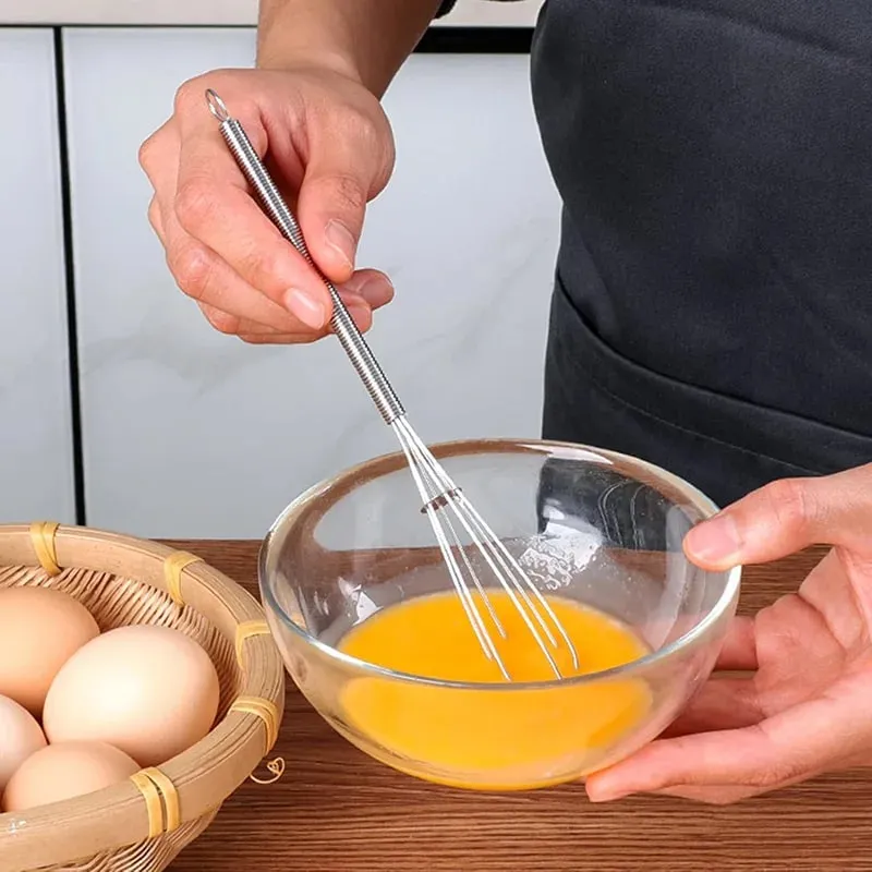 2/4Pcs Stainless Steel Mini Whisk Spring Coil Wire Egg Beater Handheld Egg Whisk Beater Manual Hand Whisker Kitchen Tiny Whisk