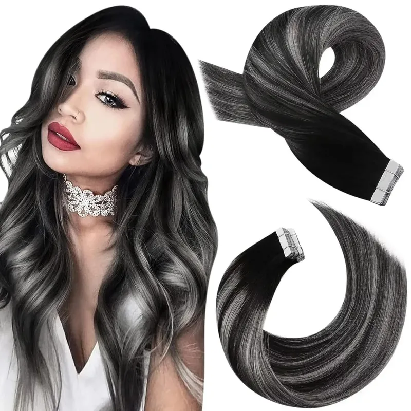 Moresoo Tape in Hair Extension Human Hair Real Remy PU Skin Weft 12-24 Inch Straight Brazilian Hair Glue on Adhesive Tape Ins