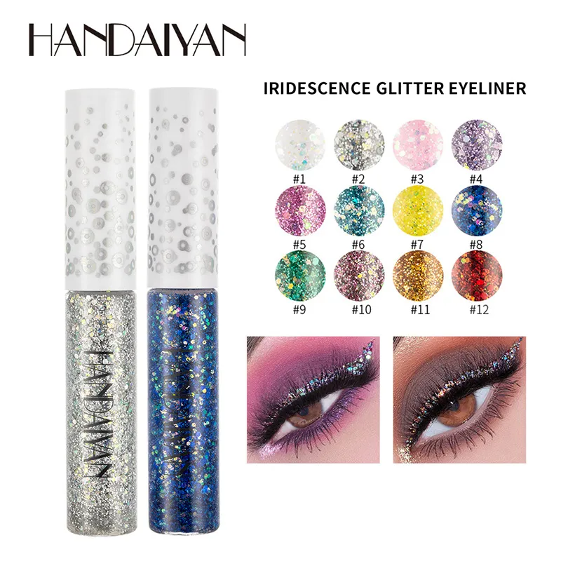 12 Colors Shiny Eye Liners Pigment Silver Rose Gold Color Glitter Liquid Eyeliner Metallic Colorful Makeup For Women — image 3