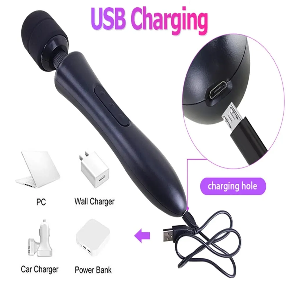 20 Modes Frequency 8 Speeds Body Vibrator Powerful magic wand AV massage sex products USB rechargeable Sex Toys for women ST090
