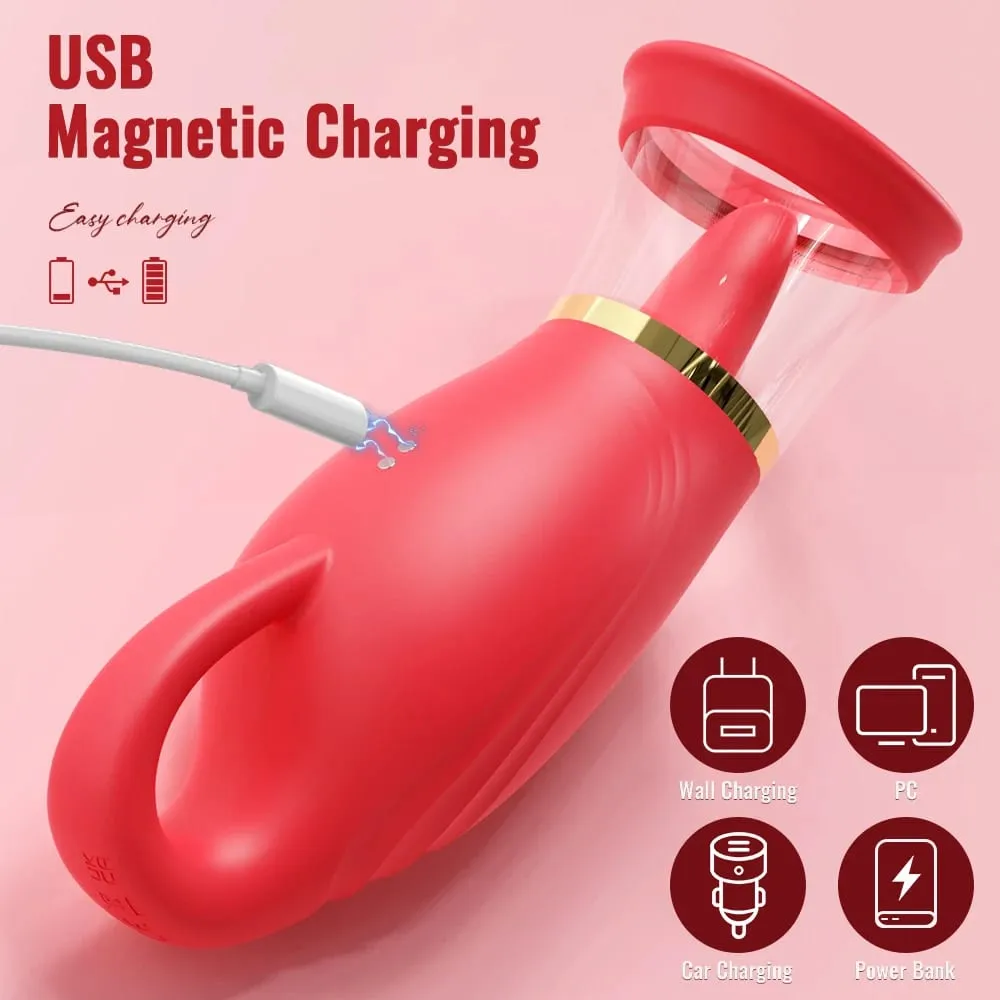 Tongue Licking Vacuum Sucking Vibrator for Women Clit Sucker Nipples Breast Massager Removable Cup Female Masturbation Sex Toy — image 5