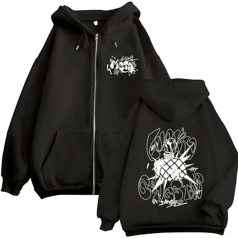 Anime Jojo Bizarre Adventure Guīdo Mista Zipper Hoodies Men's Women Zip Up Hooded Sweatshirts Fashion Jackets Coats Streetwear — image 1