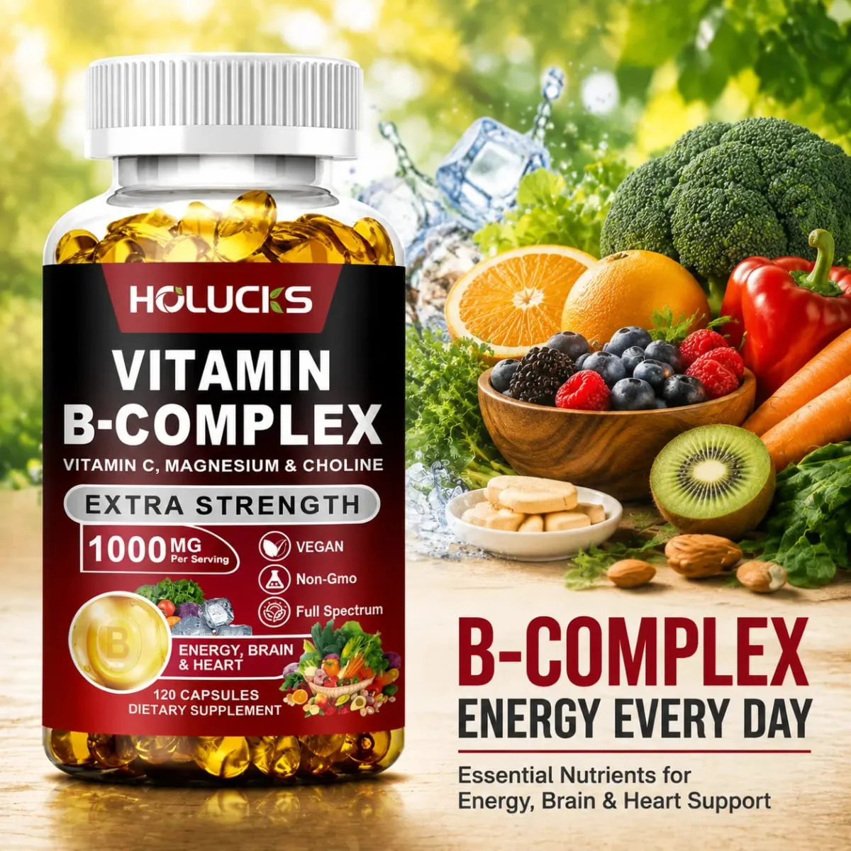 Yimiduk Premium Vitamin B Complex Supplement with Biotin & Folate for Promotes Healthy Hair Skin & Hormone Balance Vegan — image 2