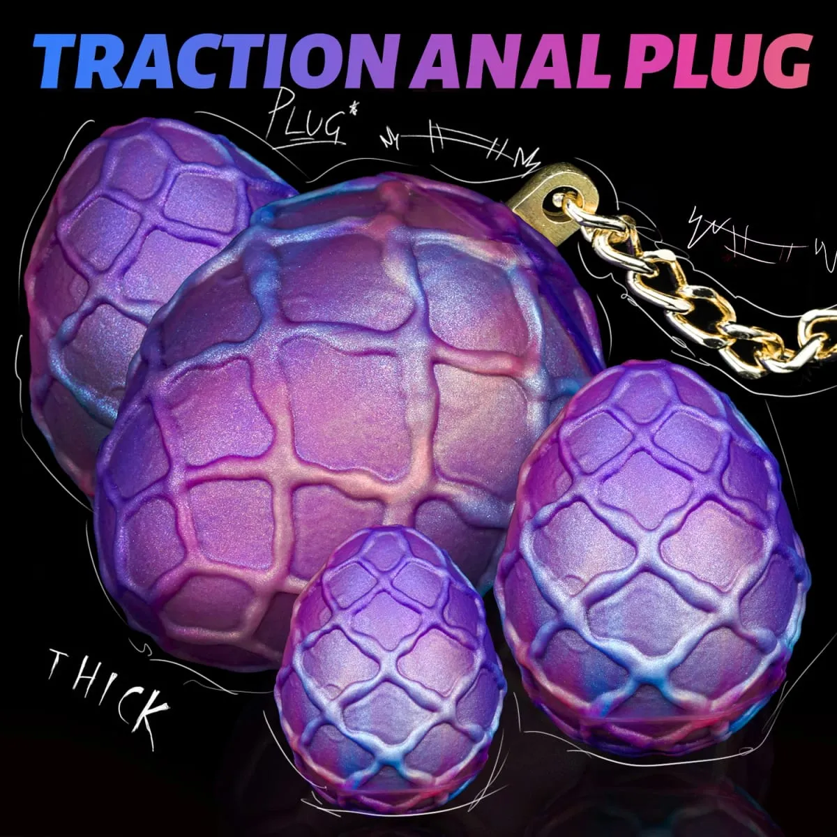 Large Egg Anal Plug Dildo With Chain Traction Butt Plug Couple BDSM Masturbation 18+ Women Oviposition Trainer Lay-Eggs Sex Toys