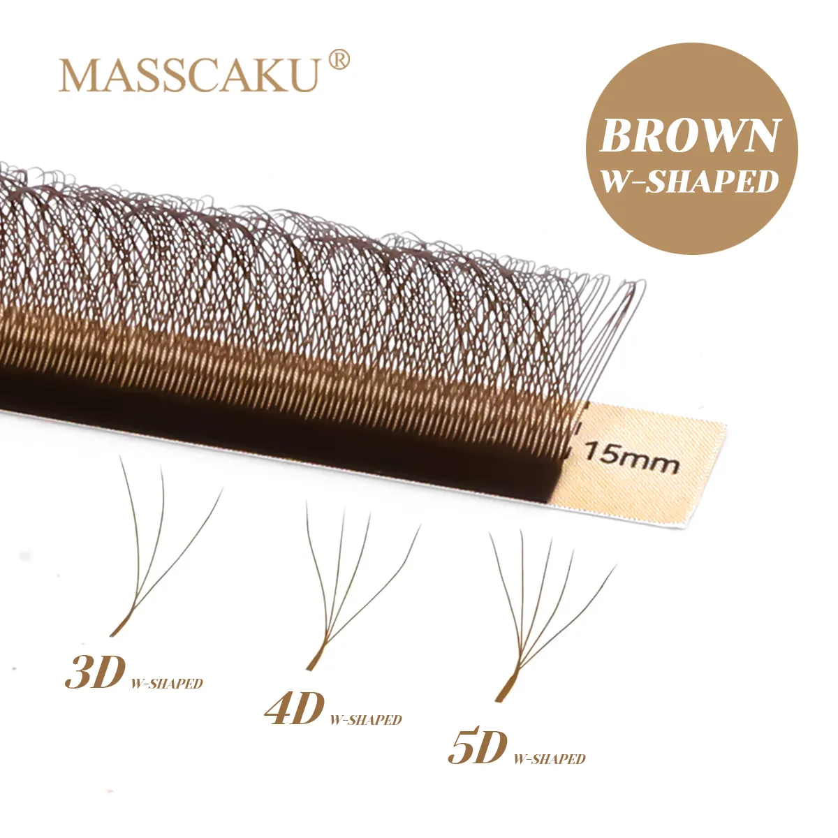 Brown 3D/4D/5D W-Shaped Eyelash Extensions 8-15mm Mix Length Hand-woven Premade Volume Fans Eye Lashes Makeup Products — image 4