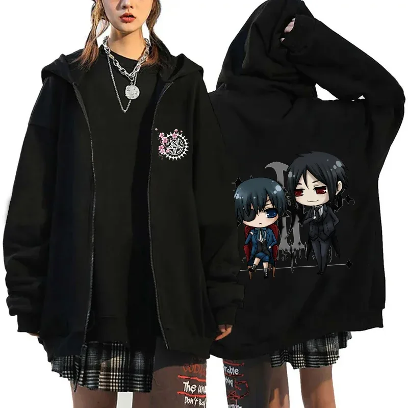 2025 Hot Aniem Cosplay Tops Black Butler Zipper Hoodie Fashion Autumn Winter Long Sleeve Sweatshirts Zipper Jacket For Man Woman — image 7