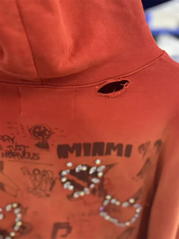 Autumn Winter New PH Hand-beading Print Vintage Washed High Street Casual Loose Cotton Versatile Hoodie Trendy Sports Top Men — image 22