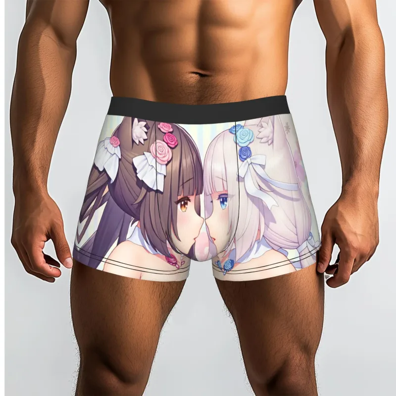 أنيمي N-Nekopara الشوكولاته الفانيليا الملابس الداخلية الرجال المطبوعة لعبة سراويل داخلية للرجال السراويل سراويل داخلية لينة