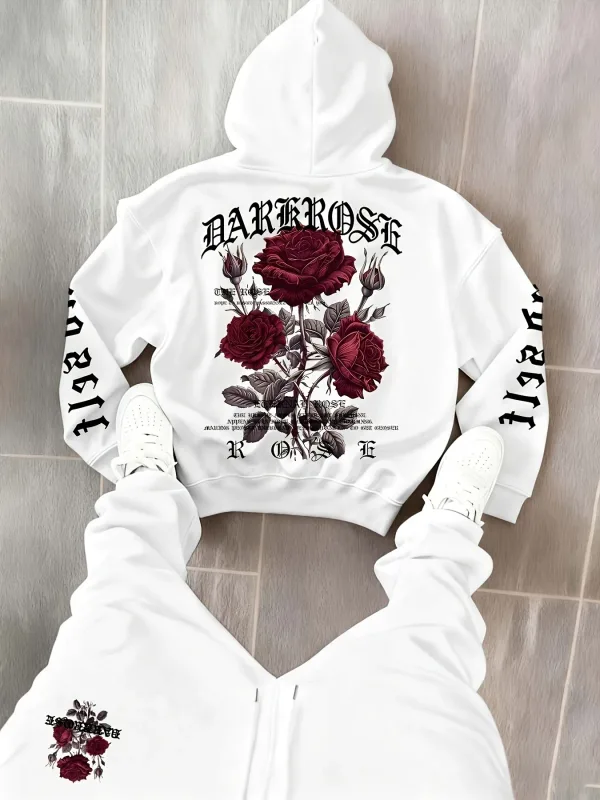 2026 Autumn/Winter New Style Simple Casual Stylish Soft Comfortable 3D Rose Flower Pattern Printed Men's Hooded Sweatshirt — image 3