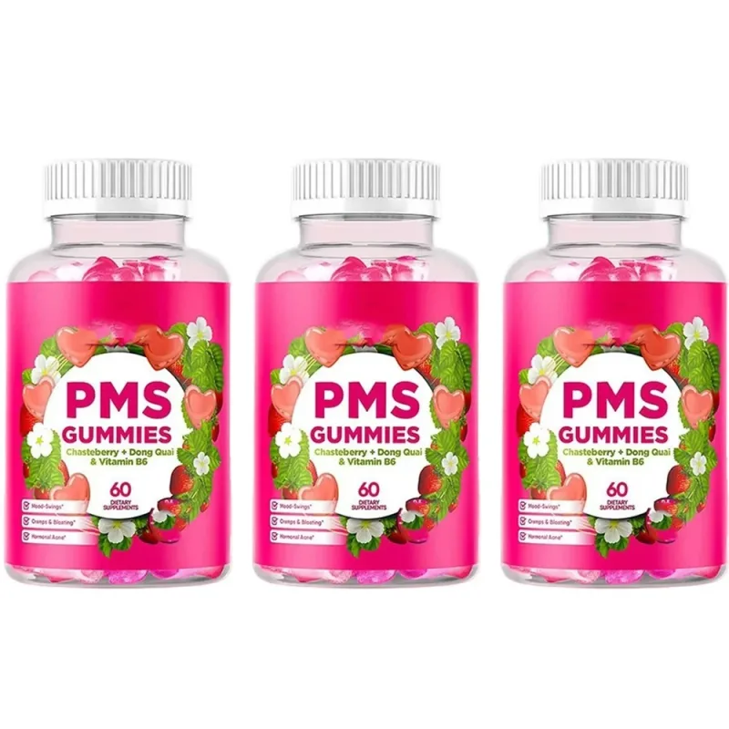 Gomitas de apoyo para el síndrome premenstrual con sauzgatillo Vitex Dong Quai, vitamina B6 y bálsamo de limón para el bienestar y el estado de ánimo mensual de las mujeres, 60 gomitas — image 8