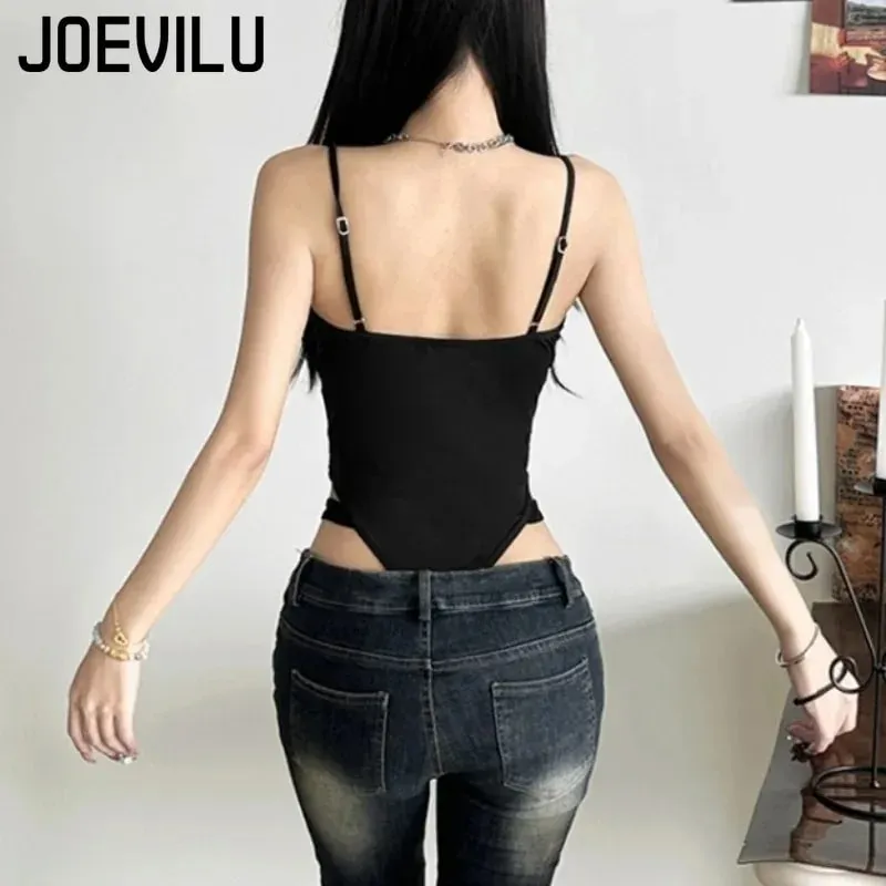 Y2K Black Bodysuit Women Hollow Out Sexy Sleeveless Tops Spaghetti Strap Streetwear Bodycon Jumpsuit Festival Aesthetic Clothes — image 3