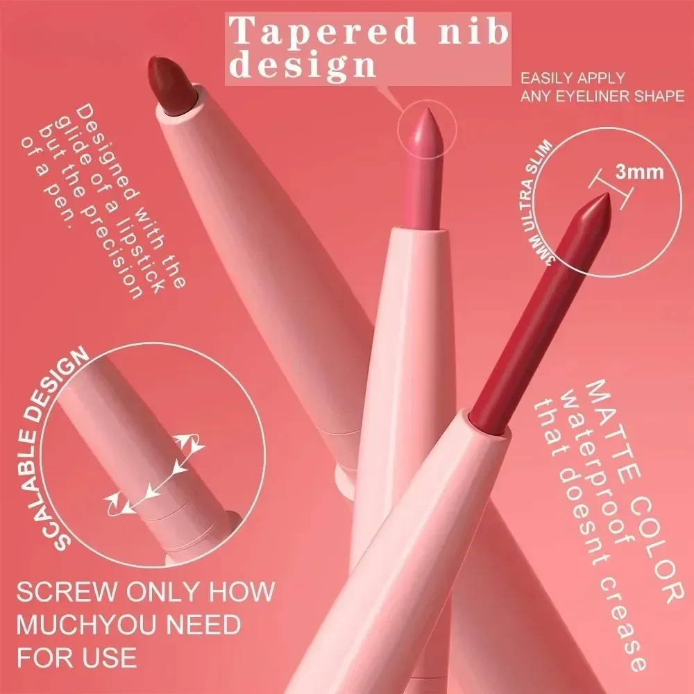 1 Stück, verjüngte Spitze, Lipliner-Stift, matt, aufpolsternder Lippenfleck, langlebig, wasserdicht, feiner Lippenstift, schlanke Lippen, Umriss, Kontur, Make-up, Rosa — image 7