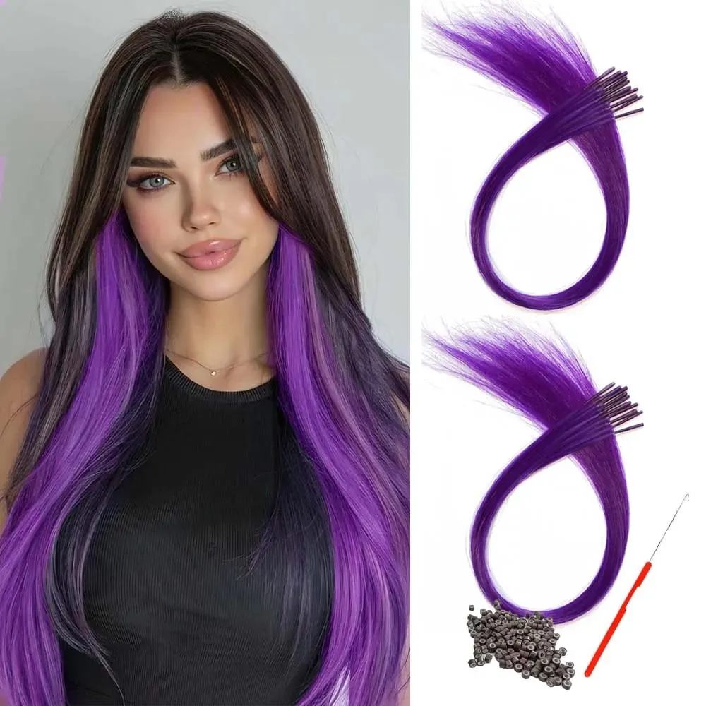 20roots 16inch I-tip Fusion colorful Synthetic Hair Extensions with crochet hook and ring Y2K style — image 9