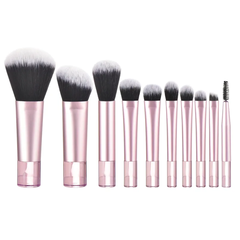 10 Pembe Mini Makyaj Fırçası Seyahat Taşınabilir Makyaj Aracı Makyaj Puf - Palmiye Fırçası Profesyonel Makyaj Aracı Seti — image 8