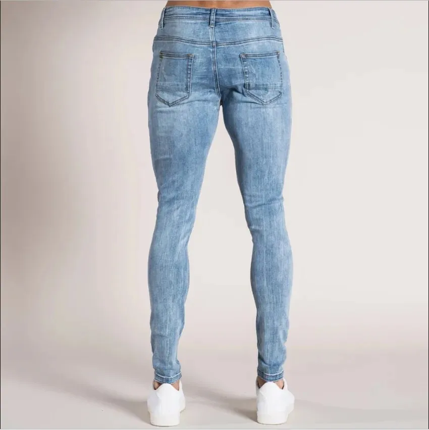 Denim Pant Men Jeans Vintage Pencil Pants High Waist Distressed Washed Hole Sheath Trousers Y2k Streetwear Casual 2026 Spring