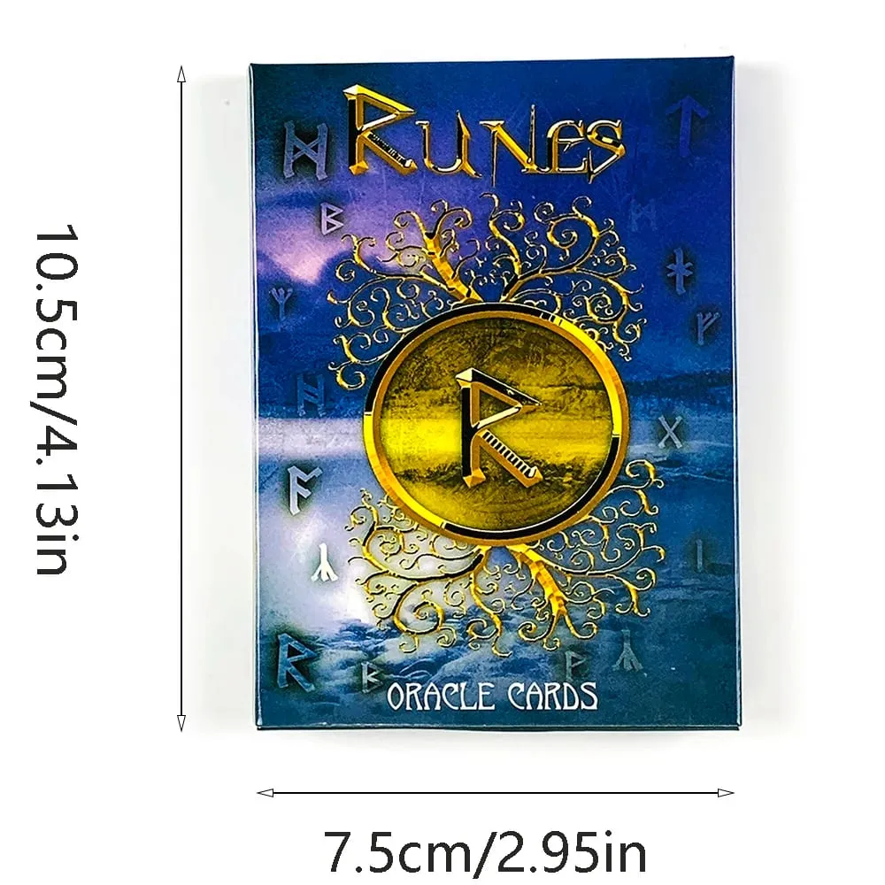 New Runes Oracle Cards 24 Cards Nordic Rune Oracle Cards Mystic Divination Deck Cards Game for Spiritual Meditation 10.3*7.3cm — image 6