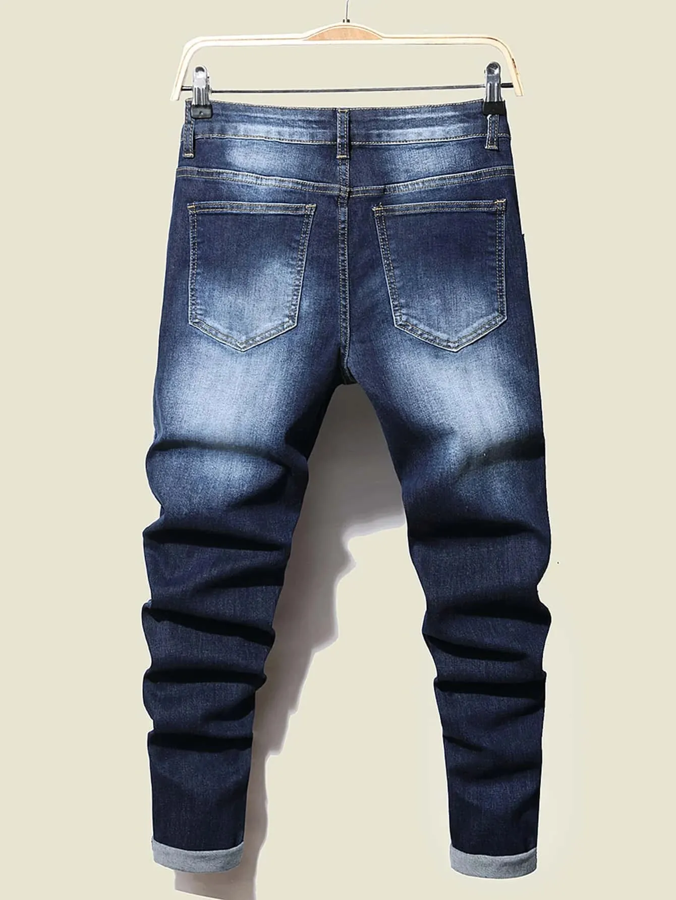 High Elasticity Men Jeans Stretch Denim Pants Male Slim Fit Straight Trousers Business Casual Comfortable Blue Jeans For Men