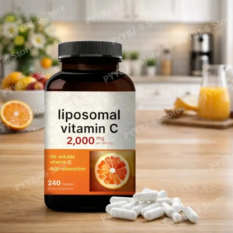 Vitamine C liposomale 2 000 mg soutient la santé antioxydante et la fonction immunitaire Absorption élevée Sans OGM Sans gluten – 240 gélules — image 2