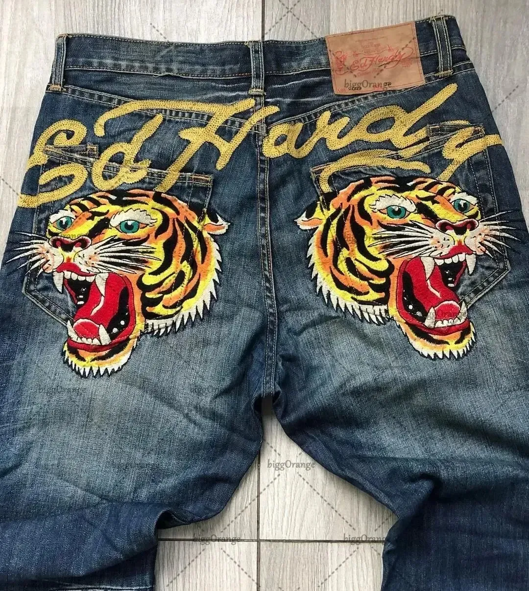 Mens Jeans Streetwear Y2K Vintage Straight Leg Denim Pants Skull Rose Flame Print Design Loose Fit Retro Punk Hip Hop Fashion — image 14