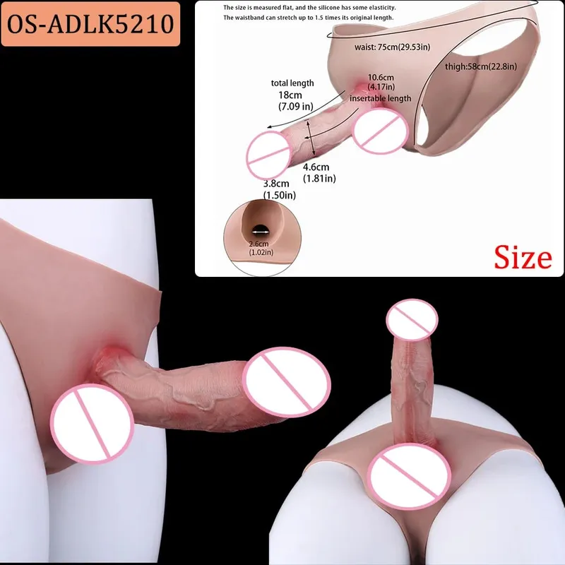 Silicone Strapon Hollow Penis Panties Ultra Real Penis Sleeve насадка на член 18+ Male Cock Extender Adult Sex Toys — image 12