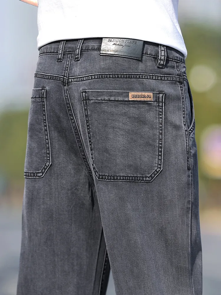 Loose Wide-leg Men's Thin Jeans Lyocell Soft Drape Fabric Comfort Trousers Spring Summer Fashion Brand Washing Denim Pants — image 7