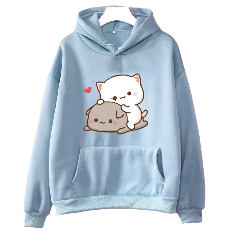 Mochi Peach And Goma Cute Cat Hoodie Sweatshirt for Girls Fashion Kawaii Cartoon Pullovers Women_Men Environmental protection — image 11