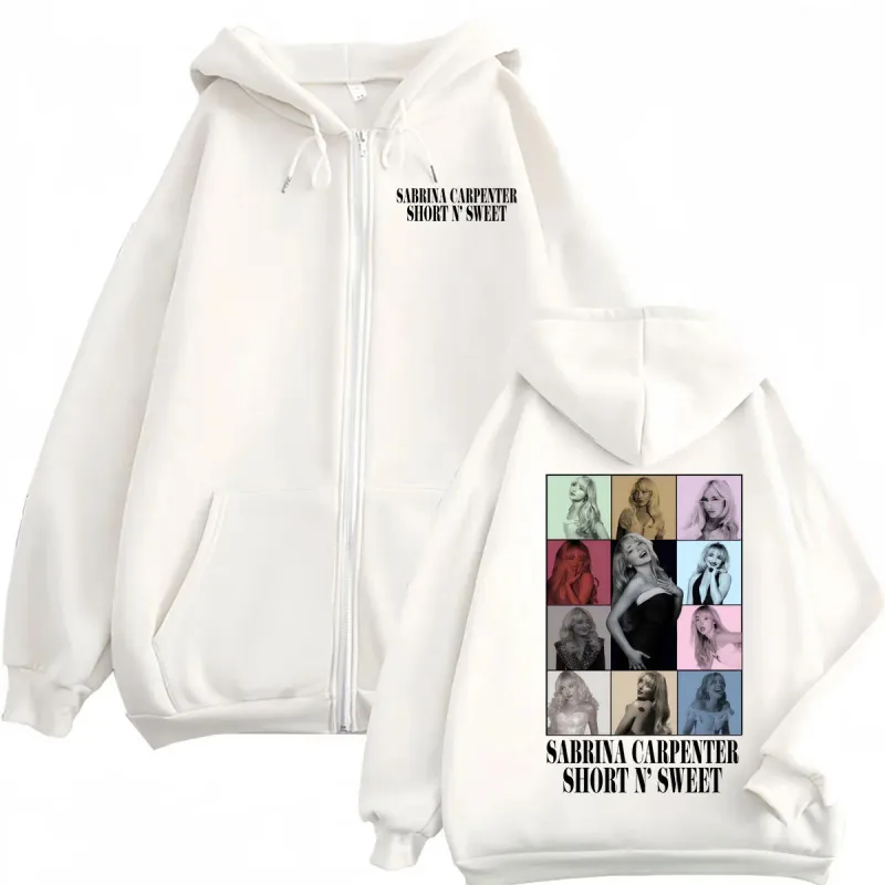Singer Sabrina Carpenter Graphic Zipper Hoodie Men's Women Fashion Aesthetic Hooded Sweatshirts Harajuku Y2k Oversized Pullovers — image 3