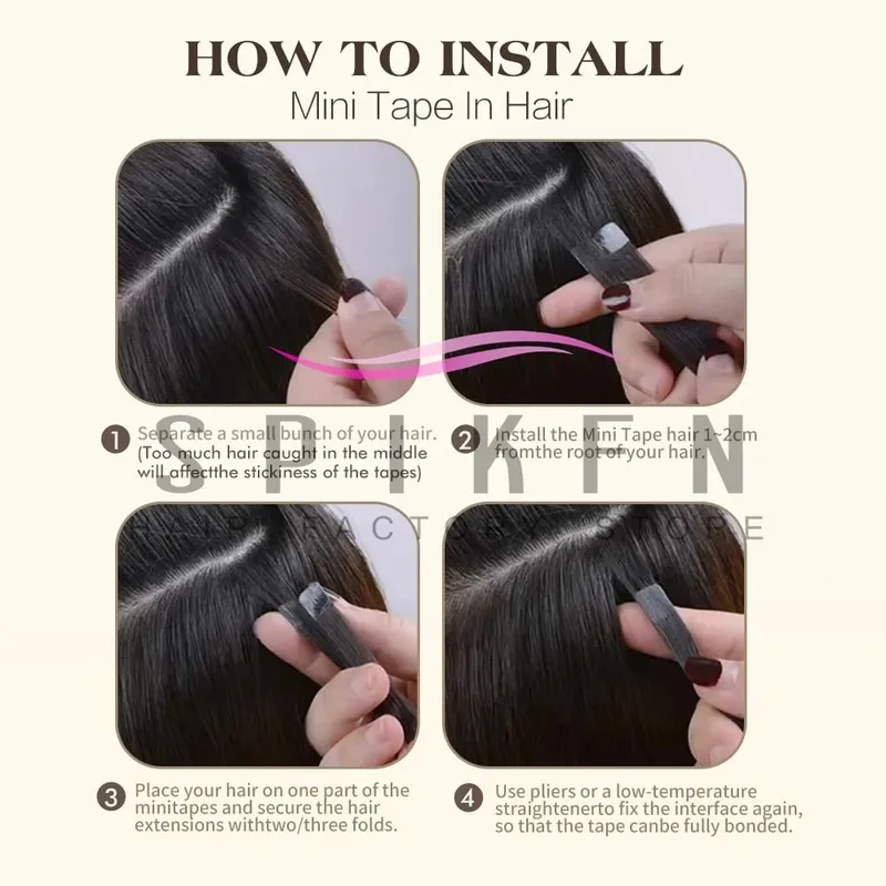 Mini Tape In Human Hair Extensions 12"-20" Machine Remy Skin Weft Adhesive Tape Hair Natural Black Tape Ons 10pcs for Women — image 7