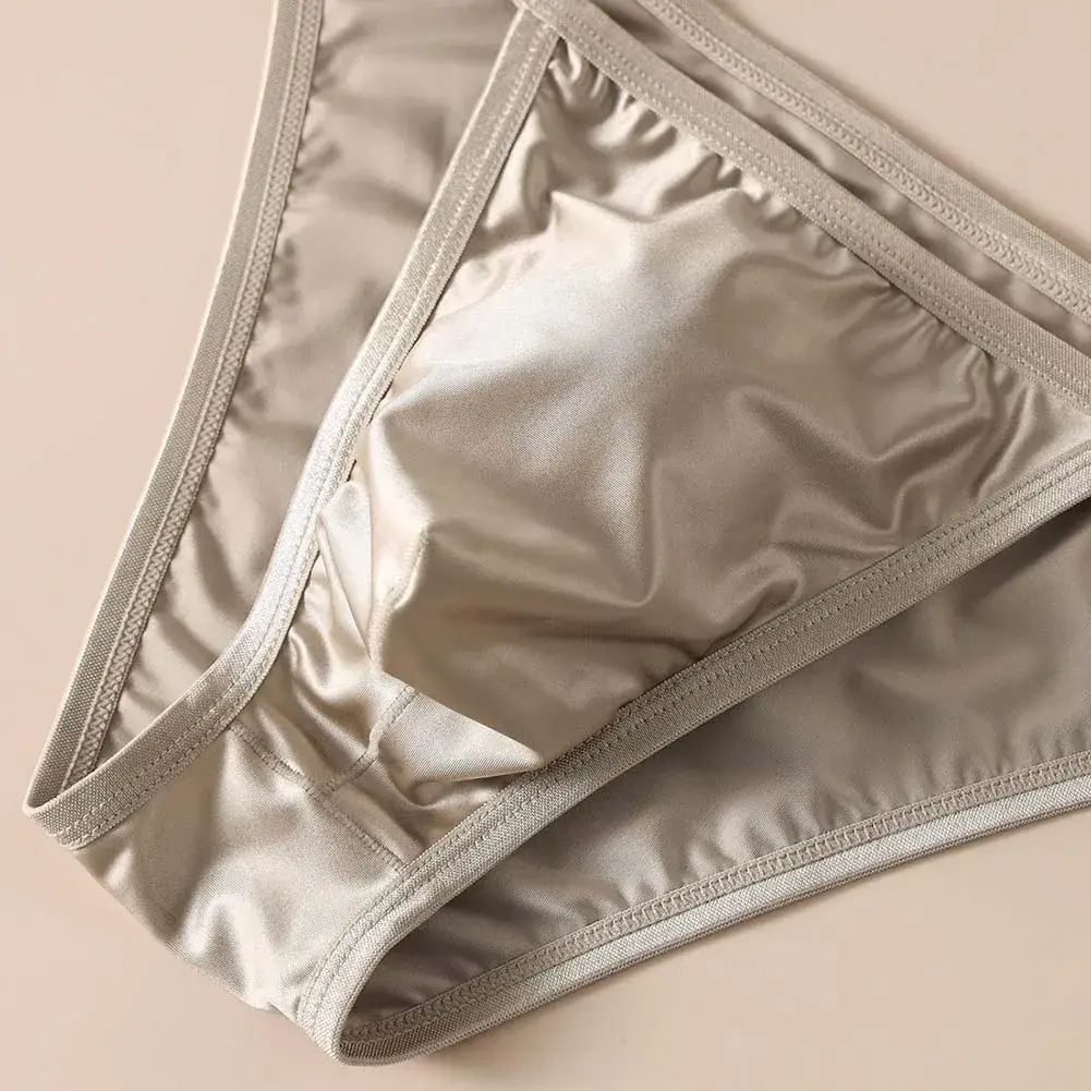 Men's Shiny Satin Low Rise Briefs Half Wrapped Buttocks U Shaped Pouch Comfort Underwear Stretch Fabric Size M 2XL — image 5