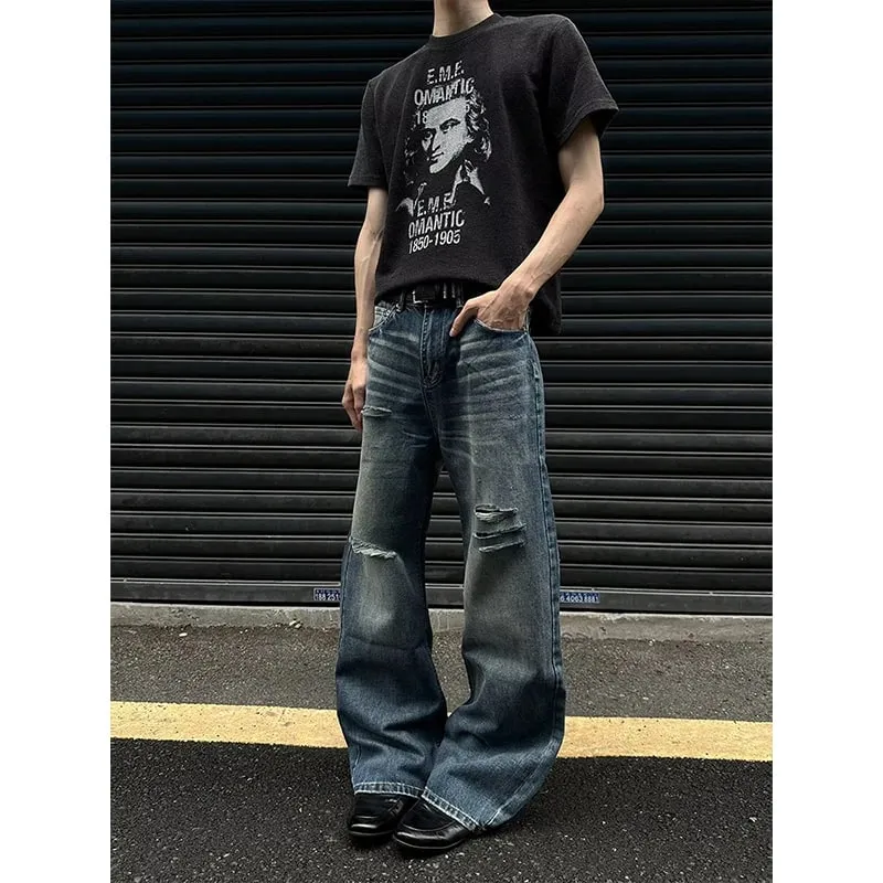 Men's Jeans Man Pants Heavy Duty Washed Multi Pocket Carpenter Style Straight Loose Denim Trousers Casual Fit High Street — image 6
