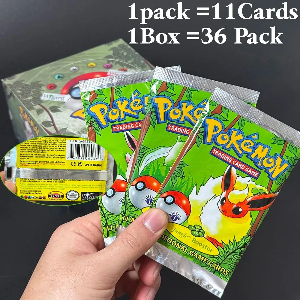 Pokémon Booster Packs Base Fossil Jungle 9 single bags 1 pack/11 Cards and Booster Box 3 1Box/36 Packs models Proxy Game Cards
