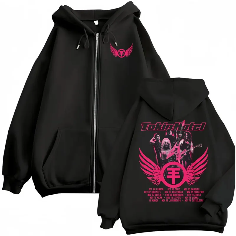 Tokio Hotel Arena Tour 2026 Zipper Hoodies Men's Clothing Harajuku Sweatshirt Jacket Coats High Quality Bodywarmer Zip Up Hoodie — image 1