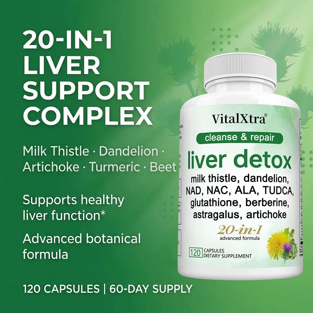 Liver Detox & Repair Capsules with Milk Thistle Dandelion & Turmeric Liver Cleanse Nourishing Antioxidant & Digestion Support — image 2