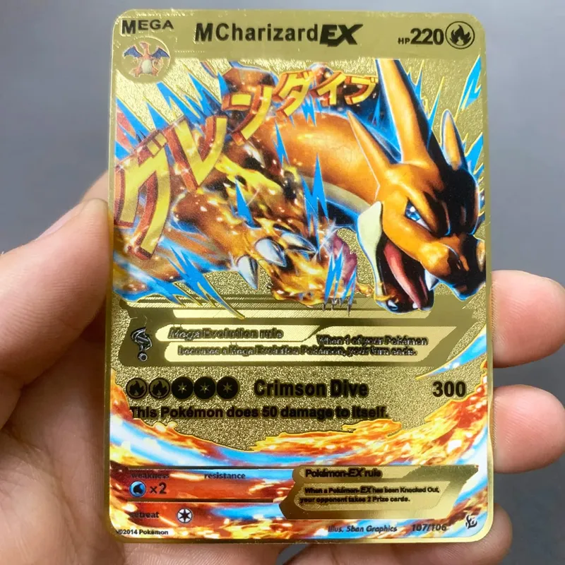 ภาษาอังกฤษโลหะการ์ด Pokemon DIY Arceus Mewtwo Charizard Pikachu เหล็กเงา Pokémon GX Vmax EX เกมคอลเลกชันเด็กการ์ดของเล่นของขวัญ