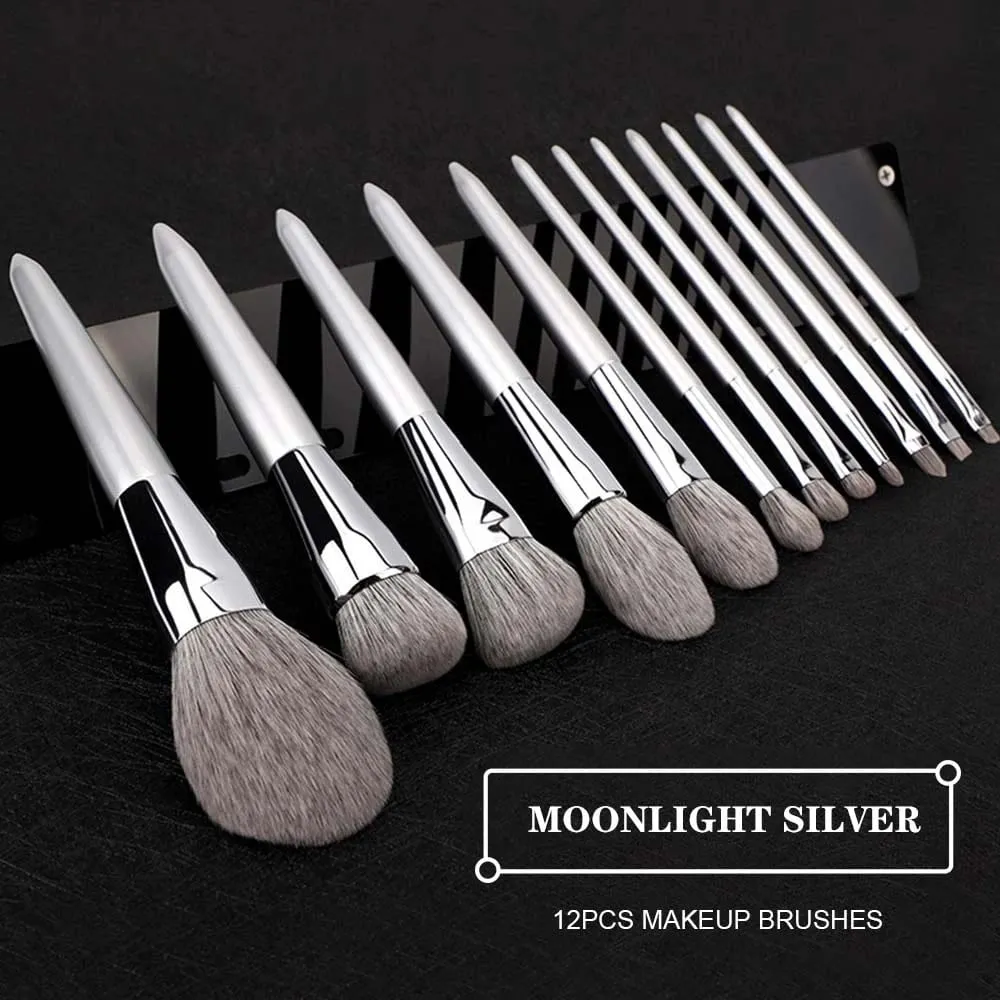 Kit Berus Mekap 12PCS Alat Mekap Bibir Bedak Asas Rambut Kambing Asli Asli Kontur Kening Pembayang Mata — image 5