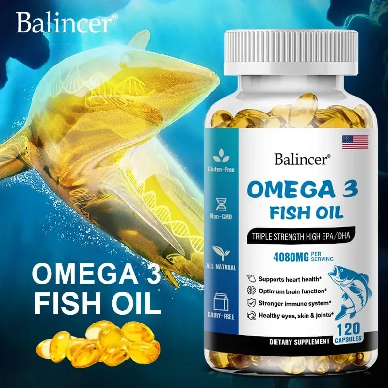 Balincer Wild Caught Omega 3 Capsule molli di olio di pesce - Tripla potenza EPA elevato 1200 mg DHA 900 mg Integratore alimentare senza glutine non OGM — image 2