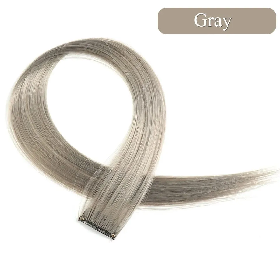 Colored Hair Extensions Synthetic 22Inch Straight Orange Green Clip in Hair Extension Rainbow Accessories Party Highlights Hair — image 19
