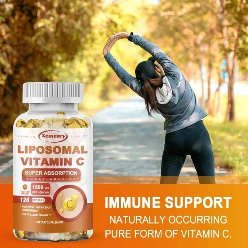 Liposomal Vitamin C Capsules - Powerful Antioxidant Promotes Collagen Production Skin Glow Supports Heart Immune Health
