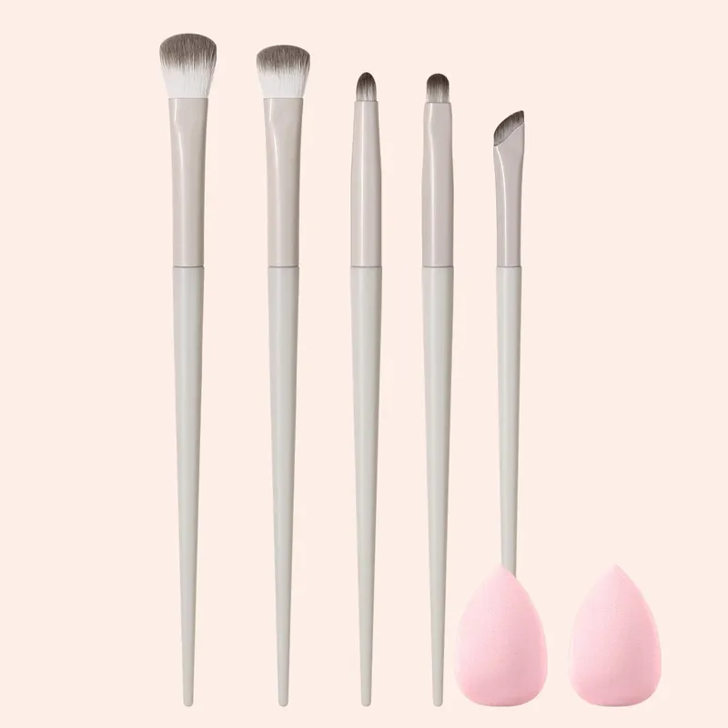 6Pcs Makeup Brushes Set 2Pcs Makeup Sponge Soft Cosmetic Brush for Blush Eyeshadow Concealer Contour Face Make Up Beauty Tool