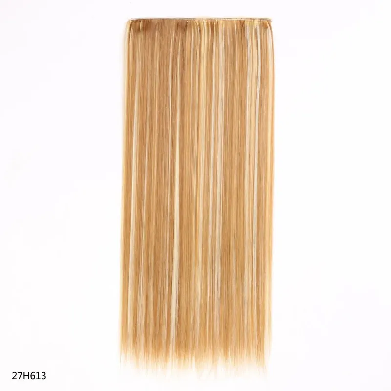 Hairpiece 5-Clips One Piece Clip-In Hair Extension Long Straight Hair Voluminous Natural Soft Synthetic Hair for Women Daily Use