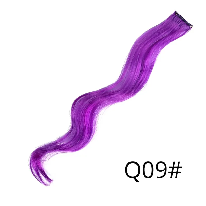 Leeons pince en une pièce Extensions de cheveux droite Ombre violet bleu rose Extension cheveux femmes synthétique faux faux cheveux — image 13