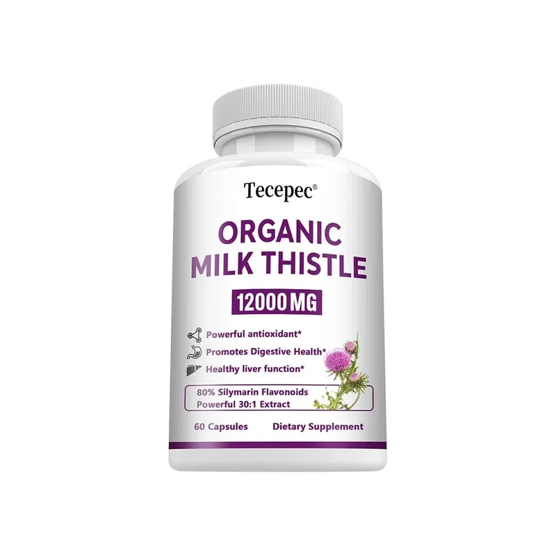 Estratto di cardo mariano biologico Capsule da 12000 mg Salute dell'apparato digerente del fegato Supporta la funzionalità epatica Antiossidante Non OGM Vegetariano — image 9