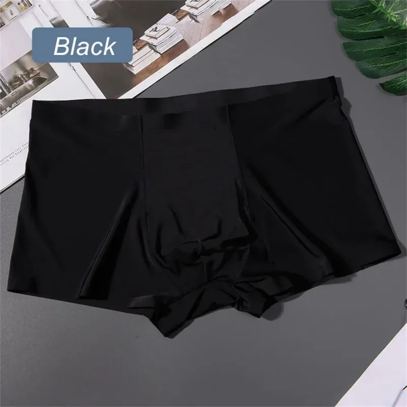 3 pièces de haute qualité hommes sous-vêtements en soie glacée été mince respirant sans couture culottes Sexy hommes caleçons grande taille — image 5