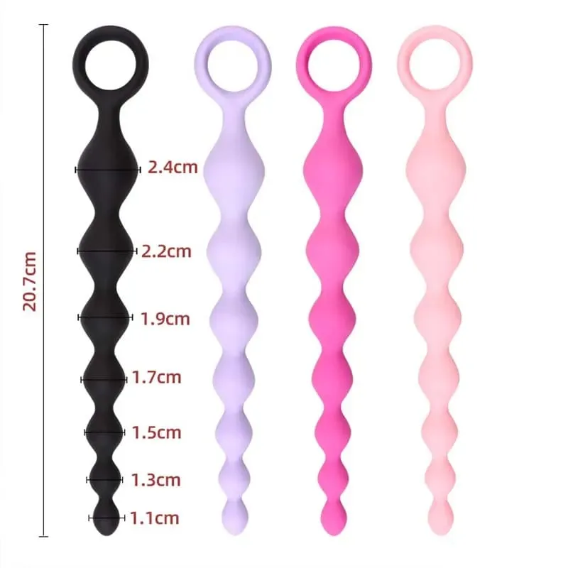 Soft Silicone Anal Dildo with Heart Beads Big Balls G-Spot Stimulating Butt Plugs for Couples Adult Sex Toy Sexy Anal Plug — image 4