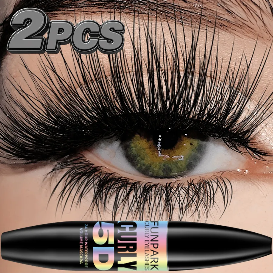 2pcs 5D Eye Black Mascara À Prova D 'Água Alonga Cílios Extensão Rímel de Fibra de Seda Maquiagem de Olhos de Longa Duração para Mulheres Cosméticos Beleza Coreana — image 5