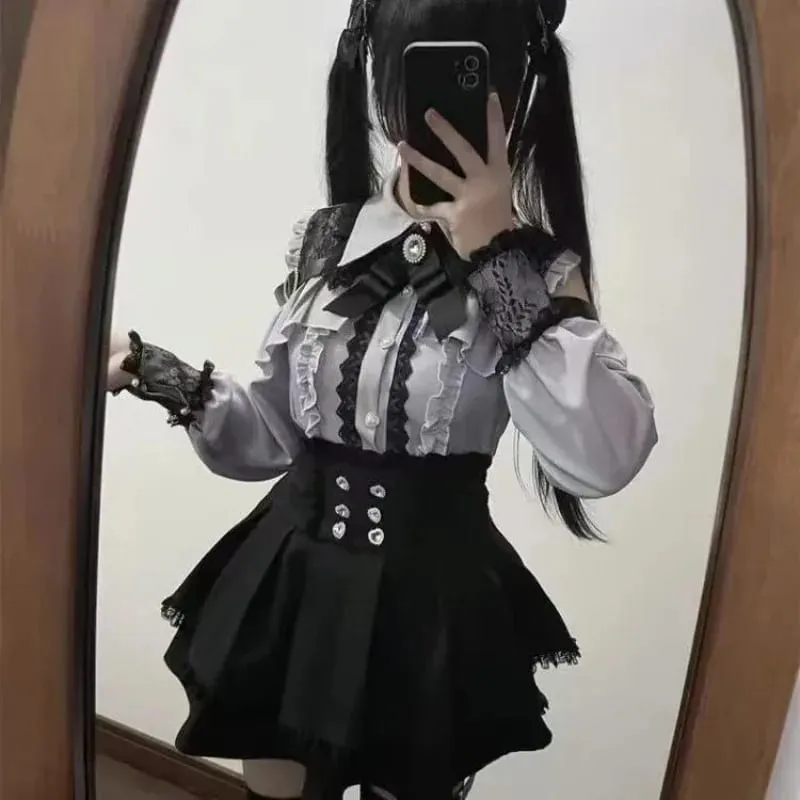 Japanese Style Lolita 2 Piece Set Y2k Mini Skirt Woman Harajuku Sweet Kawaii Print Dress Tops Korean Fashion Elegant Dress — image 19