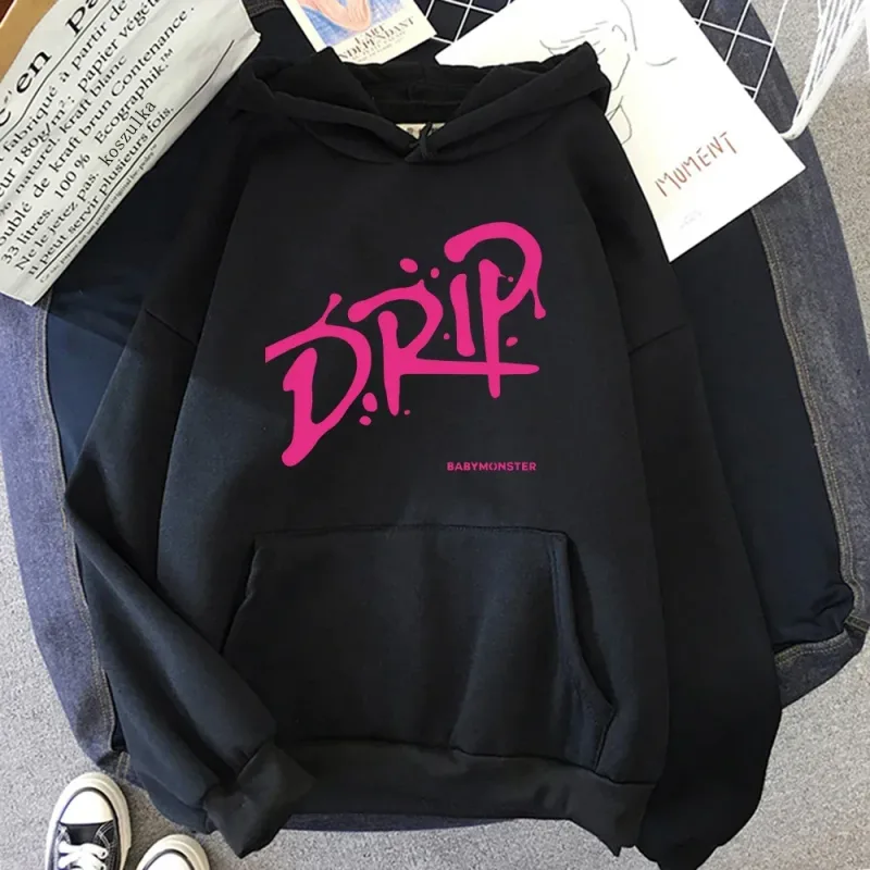 Babymonster Album Drip Hoodie 2026 Retro Women/men Harajuku Aesthetic Hoodies Unisex Autumn Winter Pullover Sweatshirt Vintage — image 1