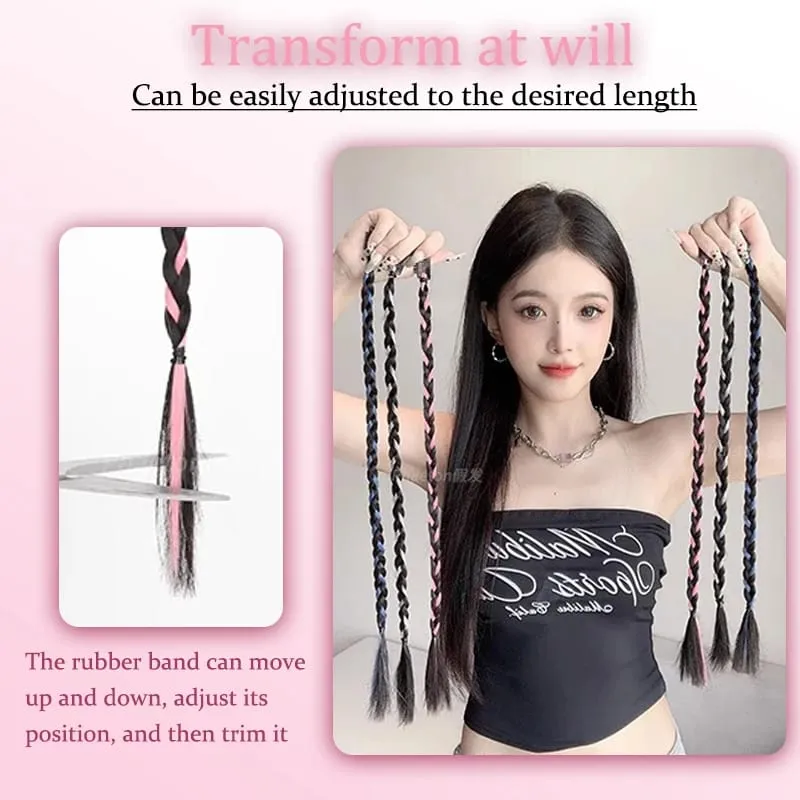A card of sweet cool girl's boxing braid wig ponytail mini Fried Dough Twists braid color ear dye pigtail 8 pieces — image 6