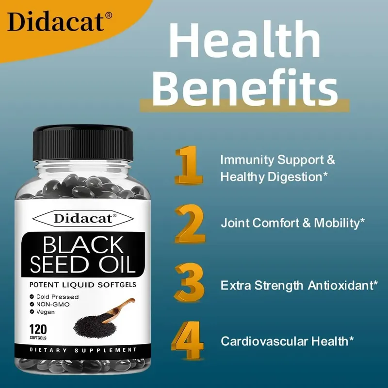 Vegan Black Seed Oil Capsules - Supports Immune Joint Digestive Hair Skin Health - Non-GMO Gluten Free Supplement — image 3